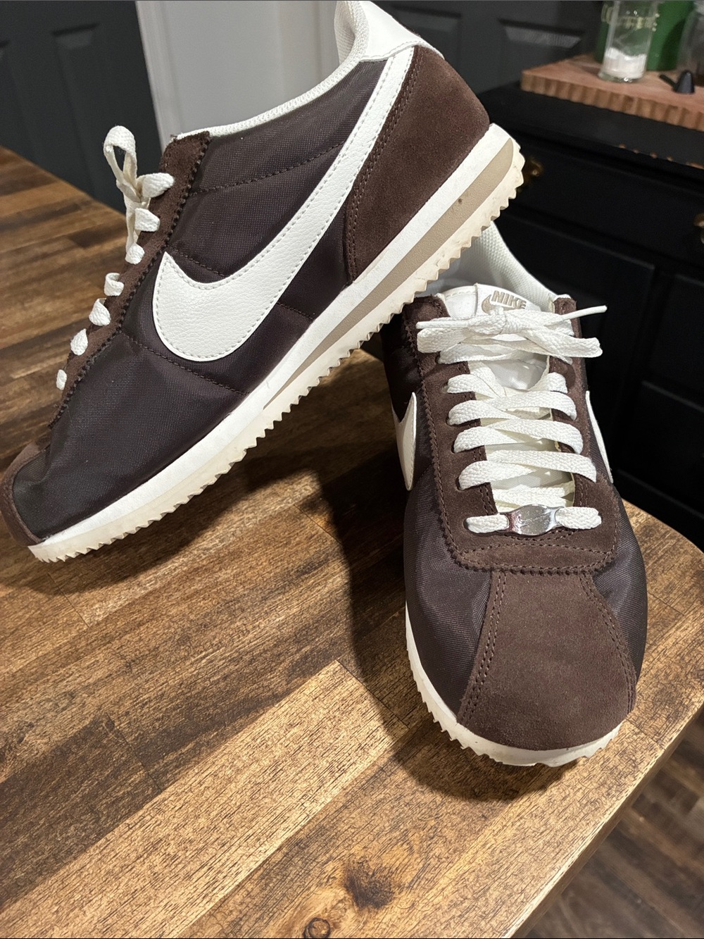 Nike Cortez Textile Baroque Brown White Sneakers Women's Size 9.5
